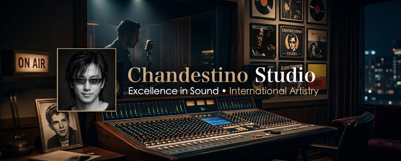 Chandestino Studio 錄音室橫額,左邊係陳子詠嘅肖像