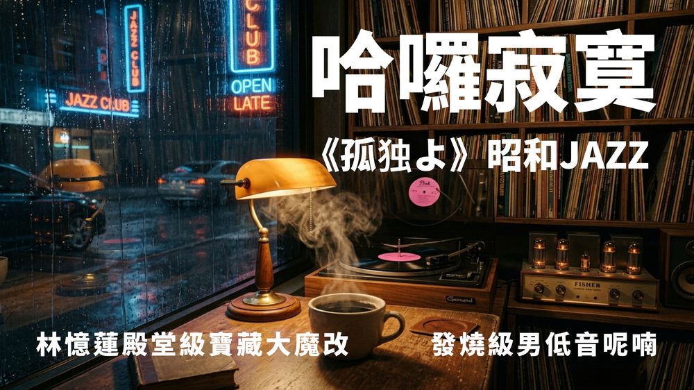 《哈囉寂寞 / 孤独よ》MV 封面：雨夜爵士酒吧窗邊嘅檯燈同咖啡